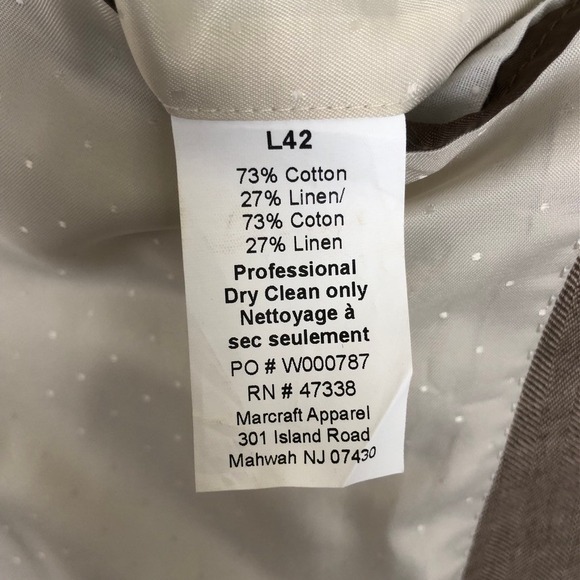 Tommy Hilfiger Linen Cotton Jacket Men's 42 Tan Business Casual - Picture 5 of 12